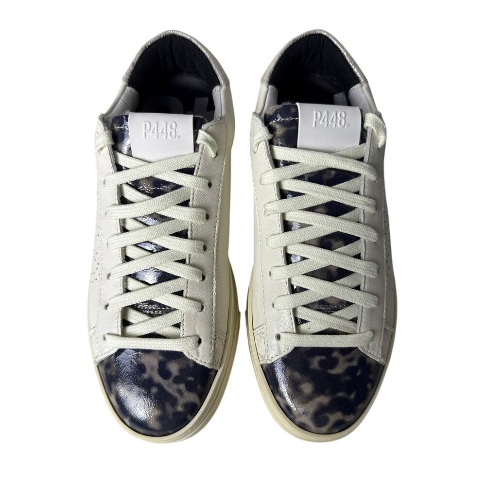 P448 Jack Turtle Sneakers Casual Womens EU37 M US 6.5-7 Leather Faux Fur Lace Up - Picture 3 of 14